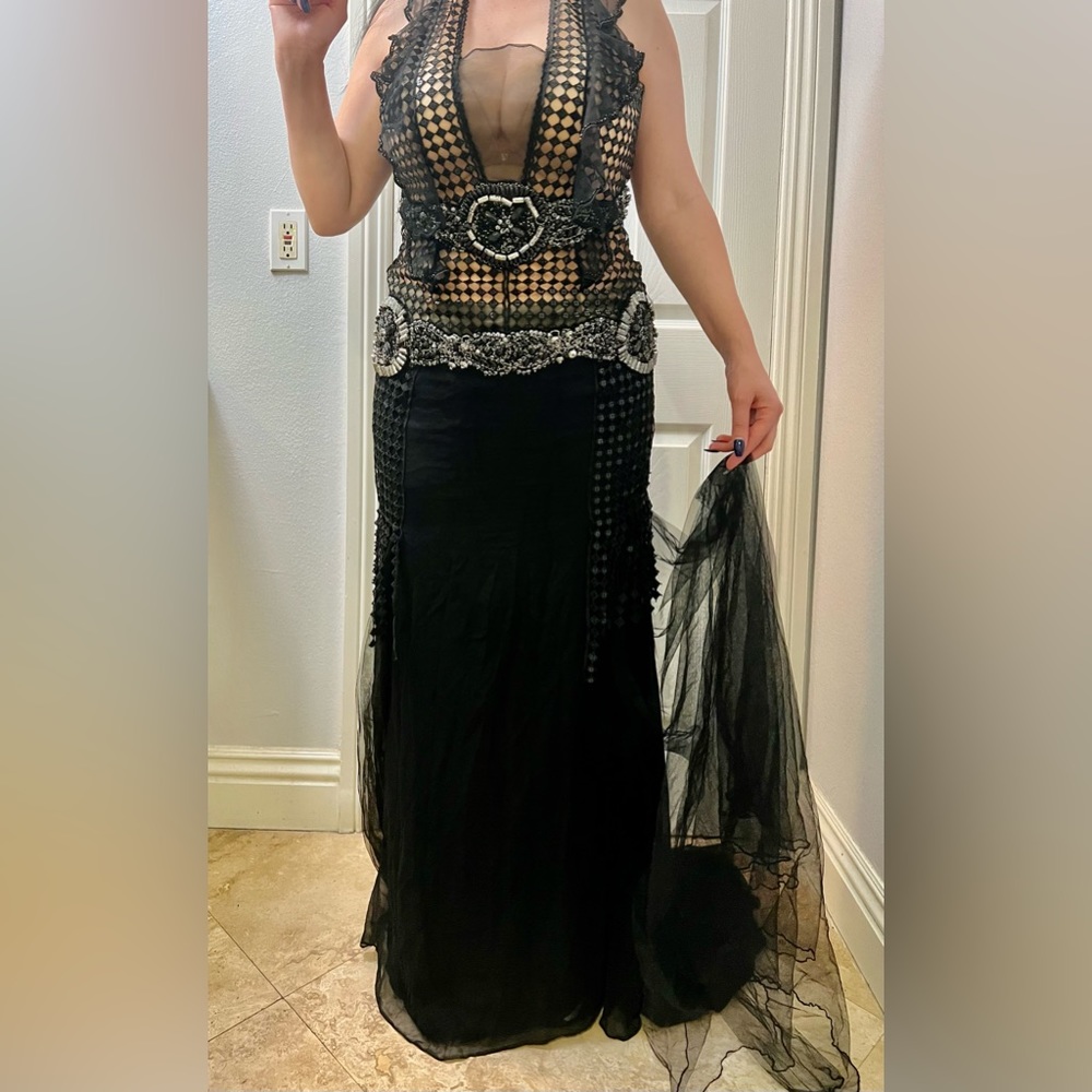 Black and Silver beaded dress, slightly worn